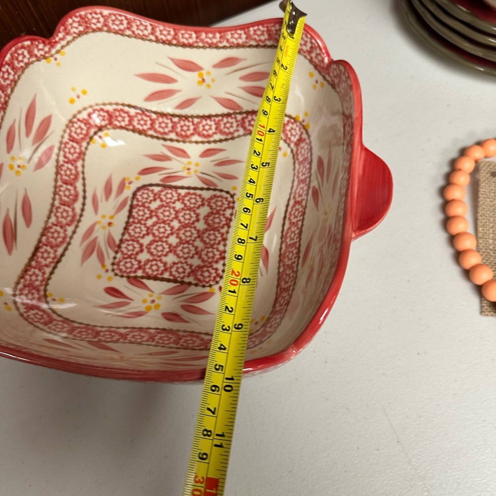 Old World Cranberry by TEMP-TATIONS Floral Ceramic Serving Bowl - Red - Picture 4 of 10